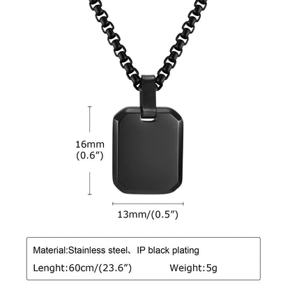 A-Z 26 Letters Stainless Steel Initials Necklace | Waterproof Square Pendant for Men