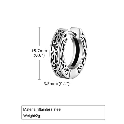 Totem Hoop Earrings for Men and Teens | Hypoallergenic Stainless Steel Huggies