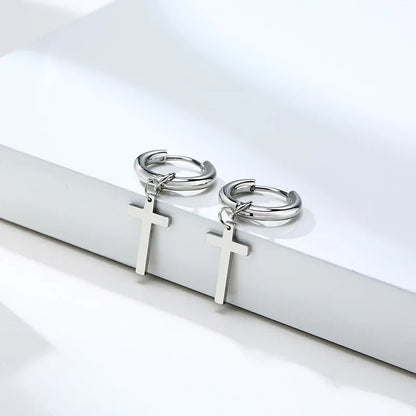 Stainless Steel Cross Earrings for Men | Durable Stud Earrings with Christian Cross Charm