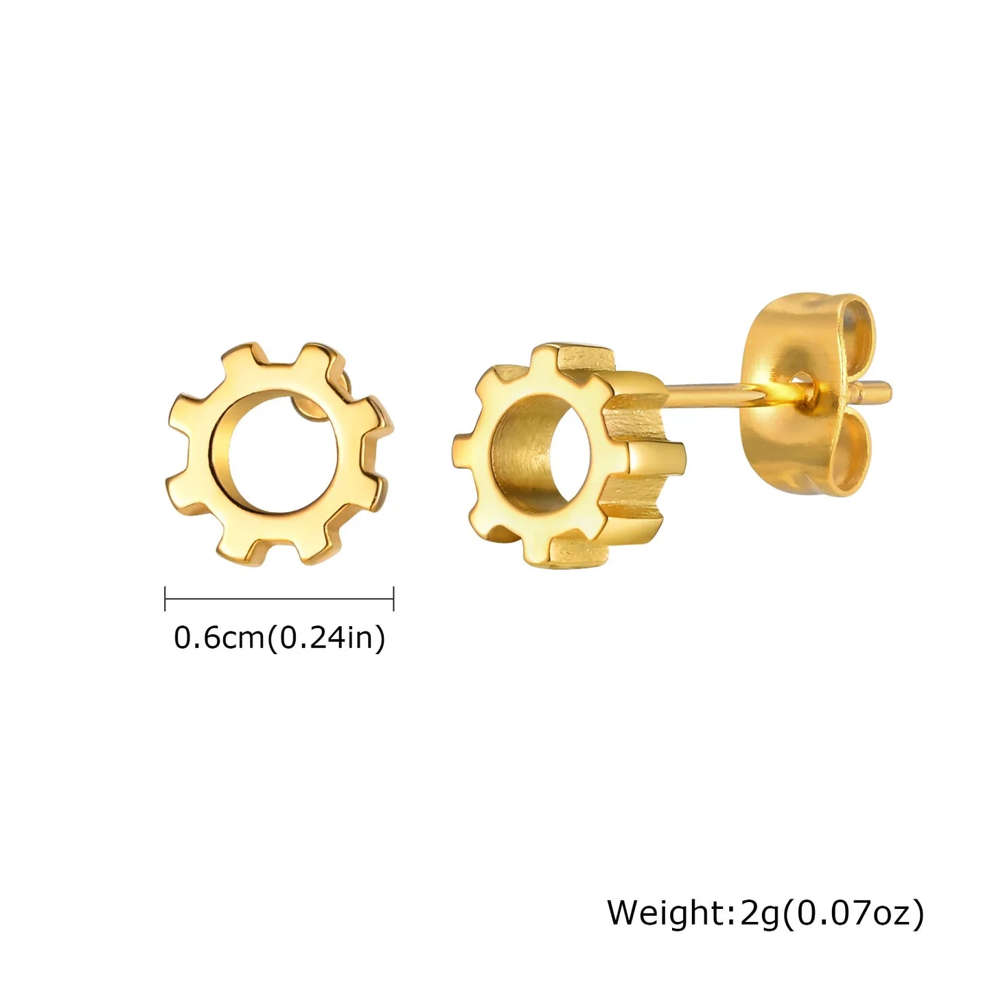 Gold Stud Earrings for Men | Hypoallergenic Stainless Steel Hip Hop Jewelry