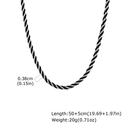 Men's Twisted Chain Necklace | Black Silver Stainless Steel Rope Link