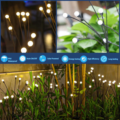 6/8/10 LED Solar Powered Garden Lights Firefly Lights Outdoor Waterproof Vibrant Swaying Lights for Patio Pathway Decoration