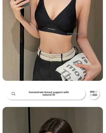 MOYISU Lingerie Women's Summer Traceless Small Bra Pull Together No Underwire Jelly Bar Soft Support Tuck Back Bra Cover