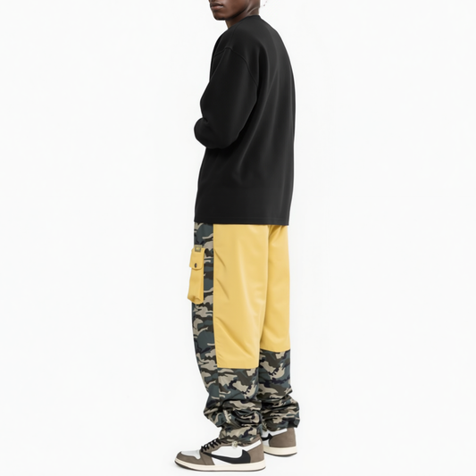 Men's Camo and Yellow Color Block Cargo Pants - Blank State