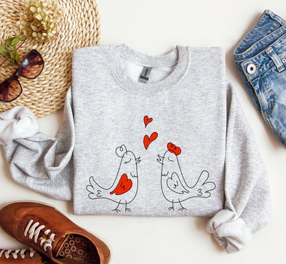 Retro Love Birds Valentines Day Nostalgic Vintage Card Illustrations Romance Edition Sweatshirt