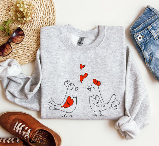 Retro Love Birds Valentines Day Nostalgic Vintage Card Illustrations Romance Edition Sweatshirt