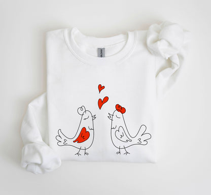 Retro Love Birds Valentines Day Nostalgic Vintage Card Illustrations Romance Edition Sweatshirt
