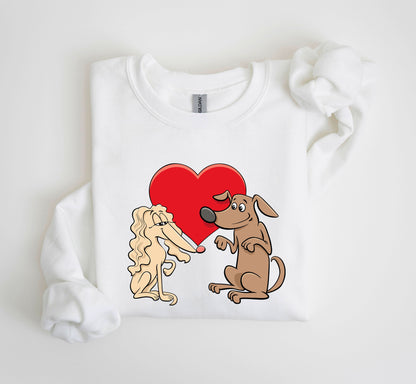 Retro Dog Lovers Vintage Valentine's Day Theme Premium Cozy Fleece Graphic Sweatshirt
