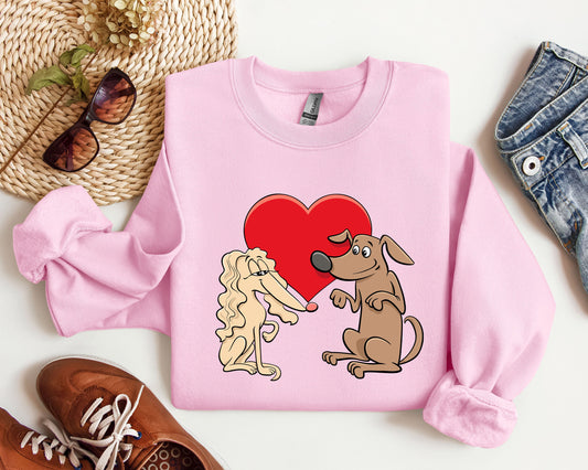 Retro Dog Lovers Vintage Valentine's Day Theme Premium Cozy Fleece Graphic Sweatshirt