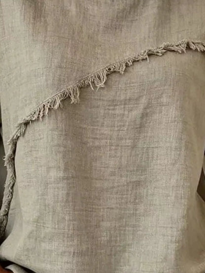Full Size Frayed Hem Short Sleeve Top Plus Size