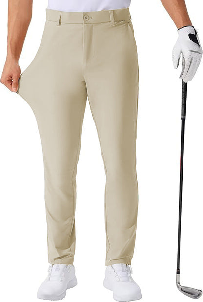 Stretch Solid Color Golf Men's Dress Trousers Long Pants