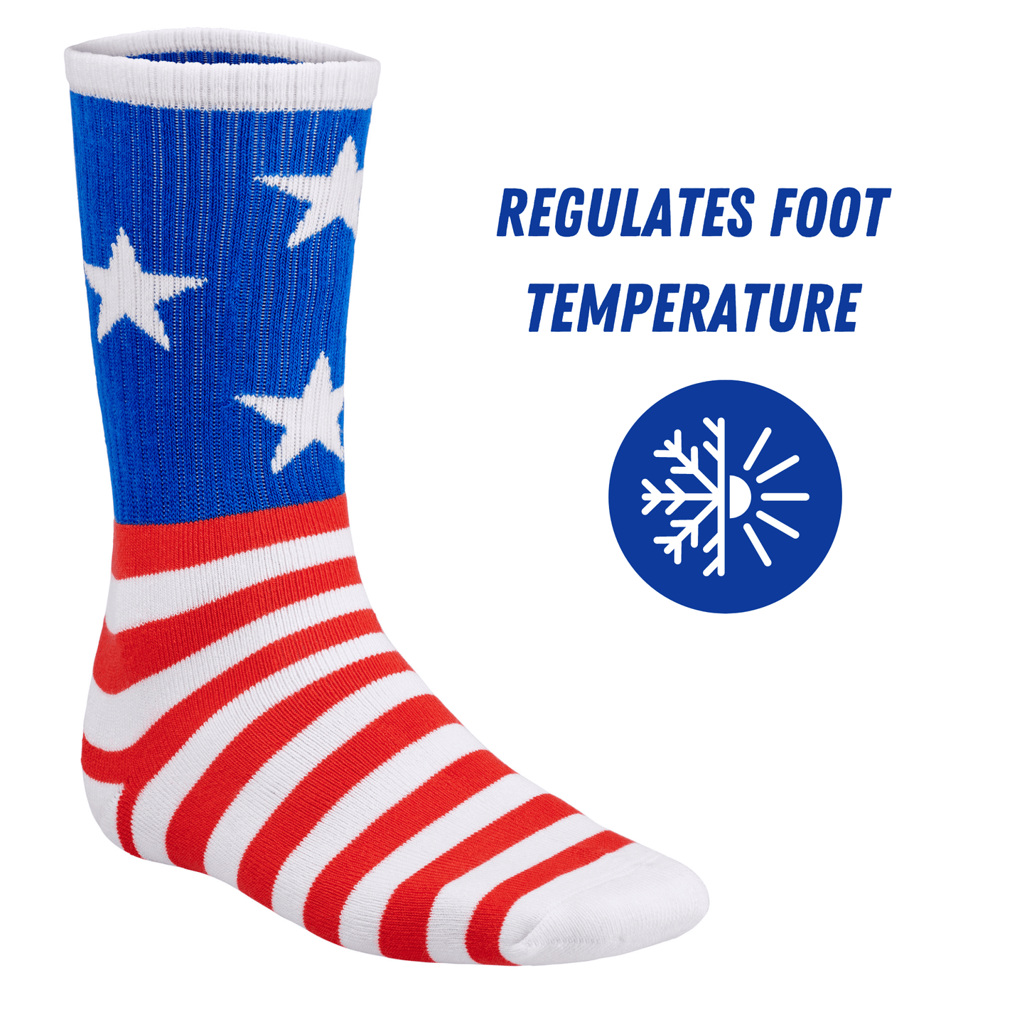 Premium Bamboo Rayon Crew Red White and Blue Flag Socks - Gift Box 3 Pair