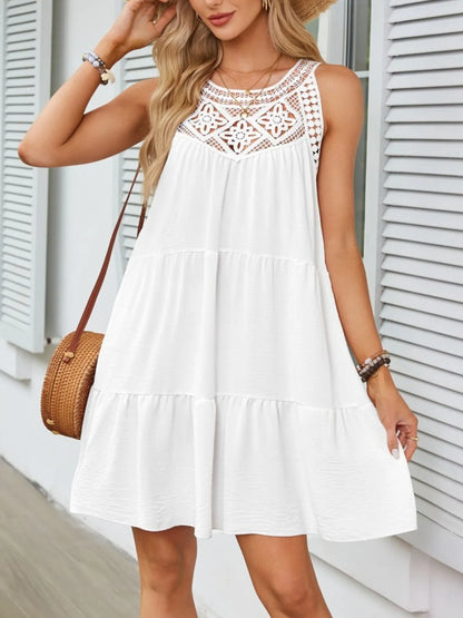 Ruffled Hem Lace Sleeveless Dress