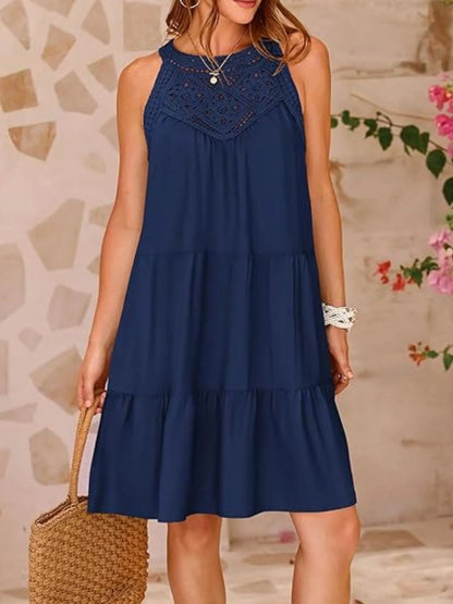 Ruffled Hem Lace Sleeveless Dress