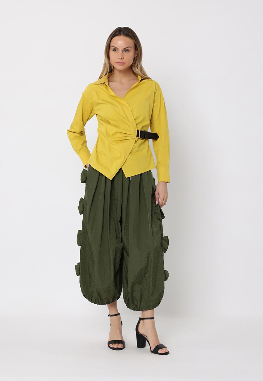 Cross Body Belt Design Side Gathered Top