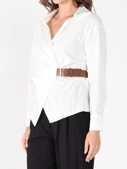 Cross Body Belt Design Side Gathered Top
