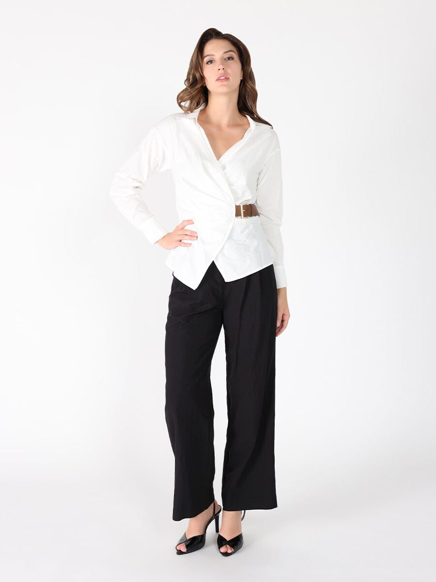 Cross Body Belt Design Side Gathered Top