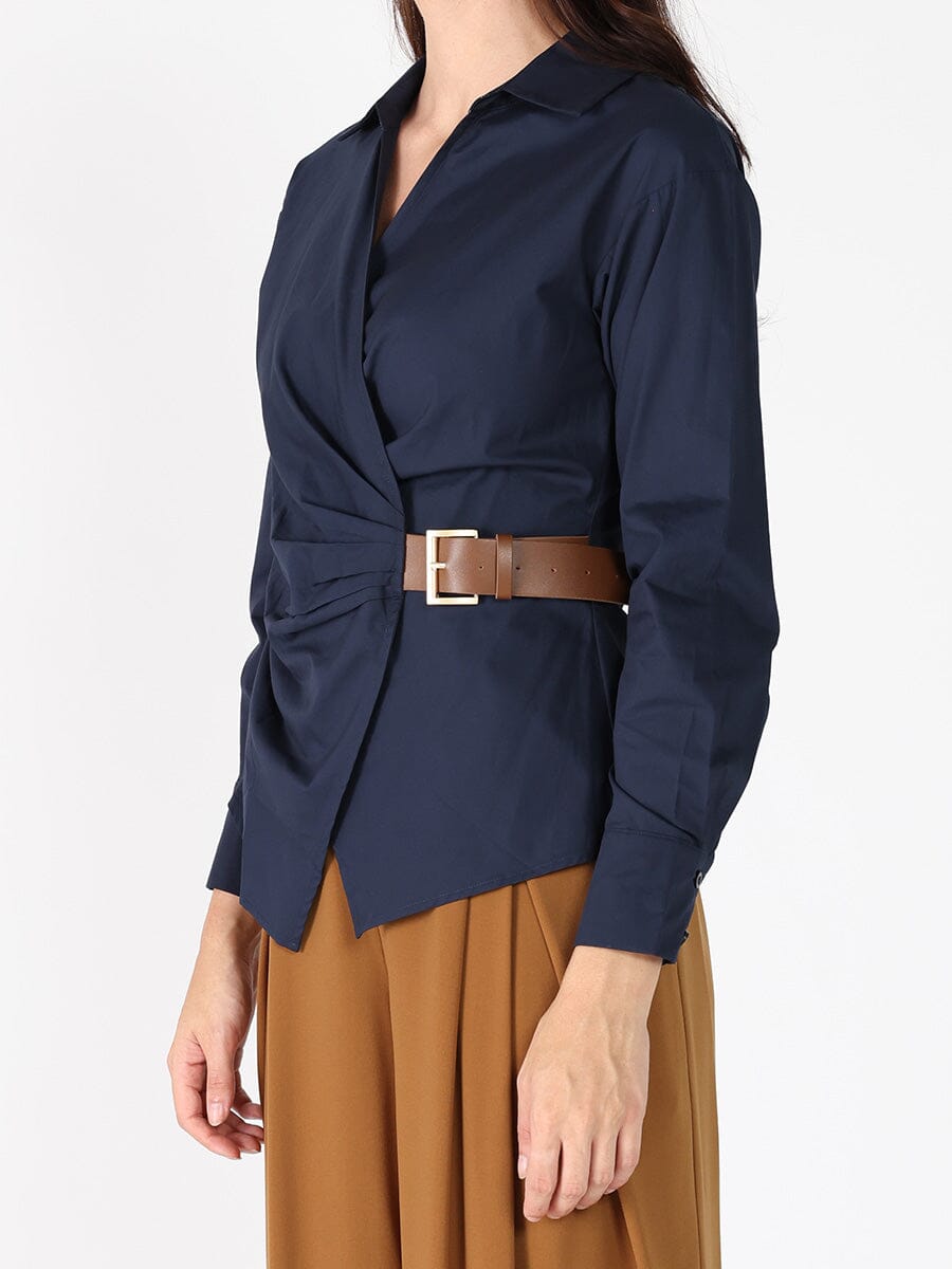 Cross Body Belt Design Side Gathered Top