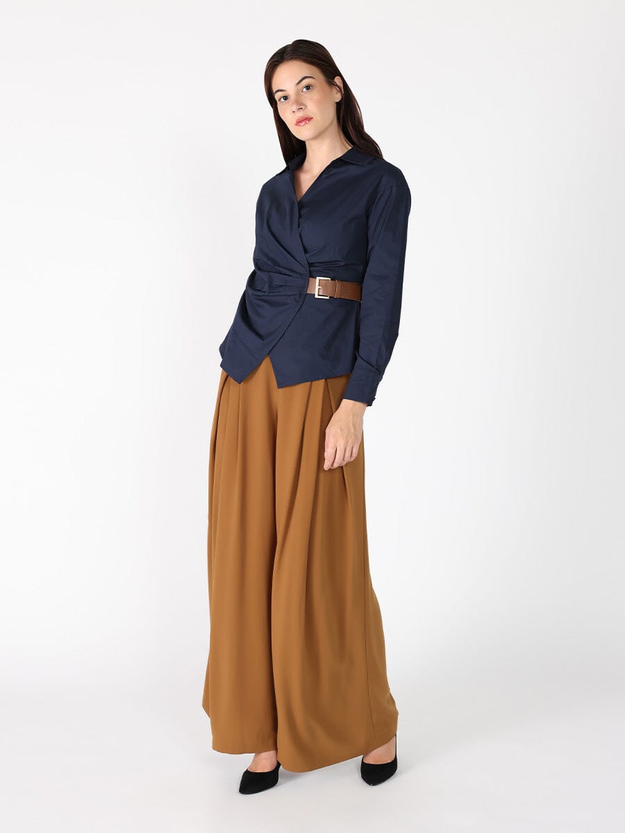 Cross Body Belt Design Side Gathered Top