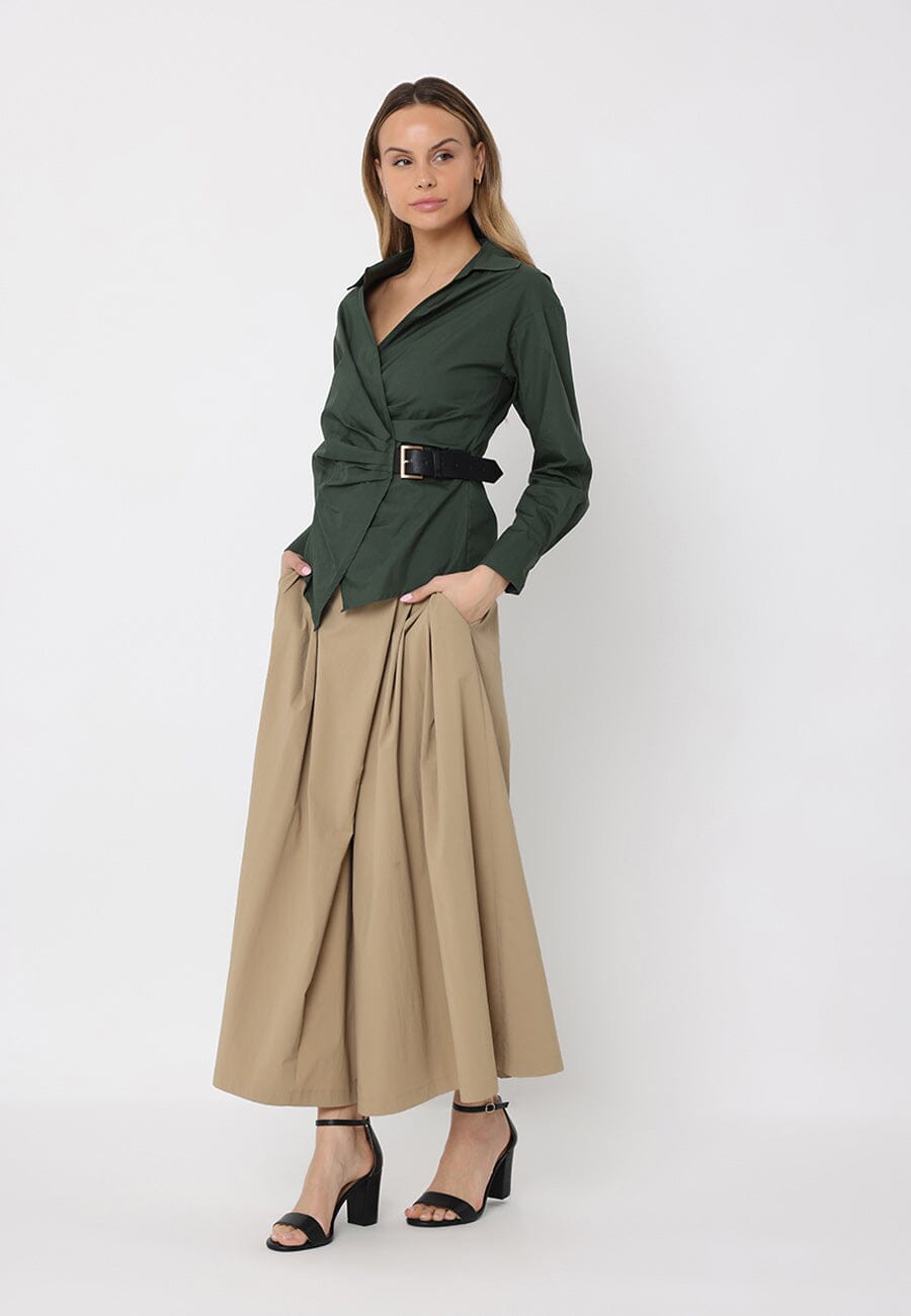 Cross Body Belt Design Side Gathered Top