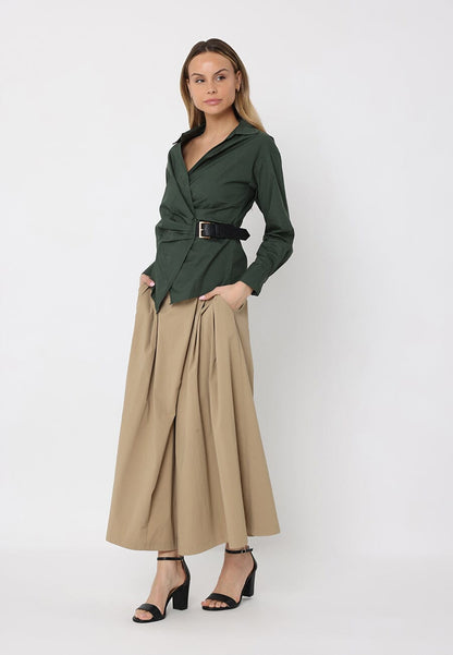 Cross Body Belt Design Side Gathered Top