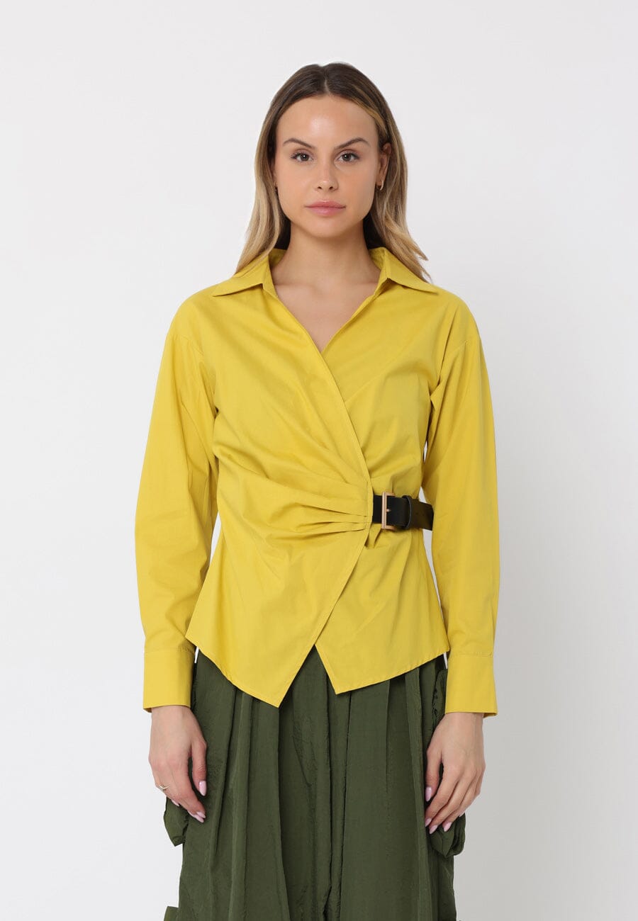 Cross Body Belt Design Side Gathered Top