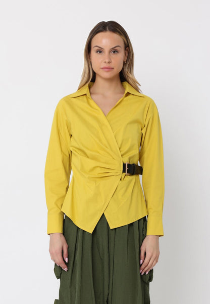 Cross Body Belt Design Side Gathered Top