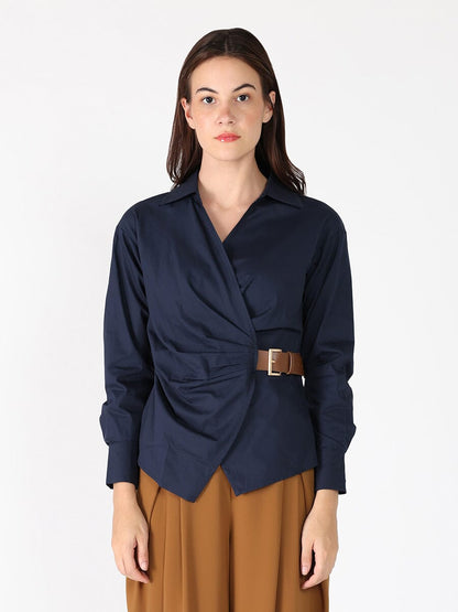 Cross Body Belt Design Side Gathered Top
