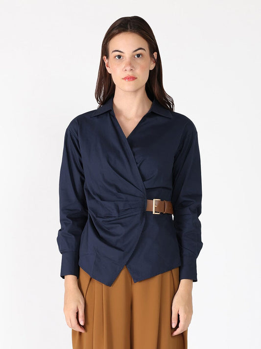 Cross Body Belt Design Side Gathered Top