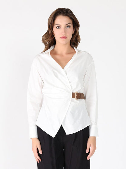 Cross Body Belt Design Side Gathered Top