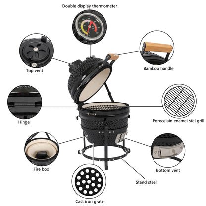 13" Ceramic Charcoal Grill XH – Compact Kamado-Style Outdoor Cooker