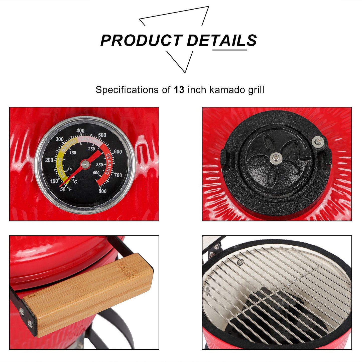 13" Ceramic Charcoal Grill XH – Compact Kamado-Style Outdoor Cooker