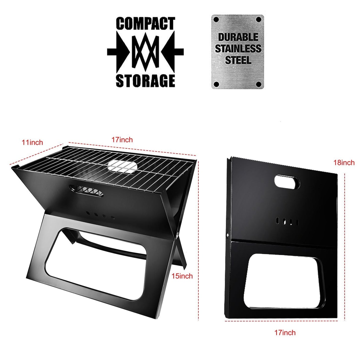 Foldable Charcoal BBQ Grill – Portable Triangle Design for Camping