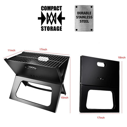 Foldable Charcoal BBQ Grill – Portable Triangle Design for Camping