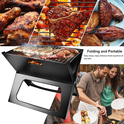 Foldable Charcoal BBQ Grill – Portable Triangle Design for Camping