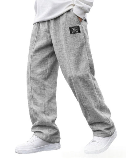 Mens Casual Embroidered-logo Drawstring Loose-fit Elastic-waist Pants With Pockets