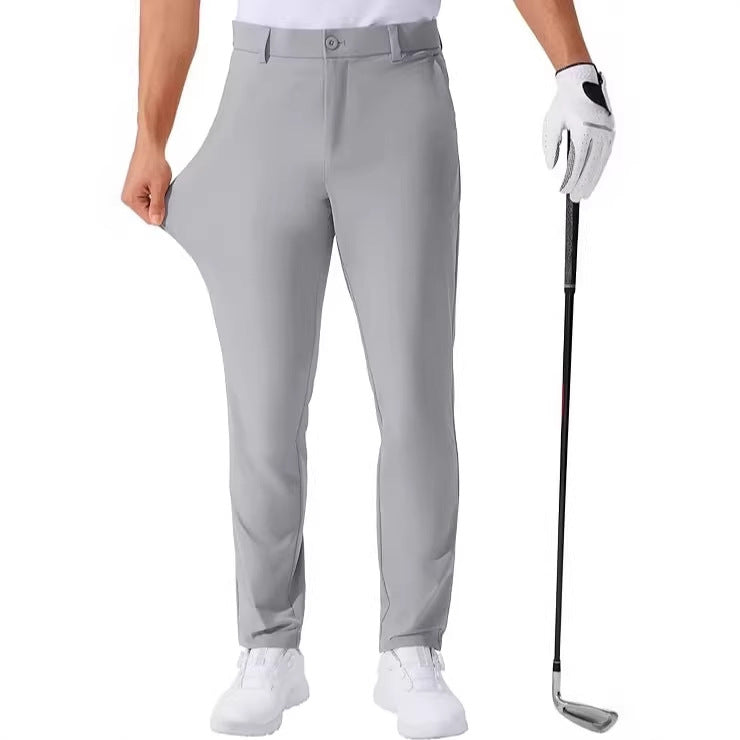 Stretch Solid Color Golf Men's Dress Trousers Long Pants