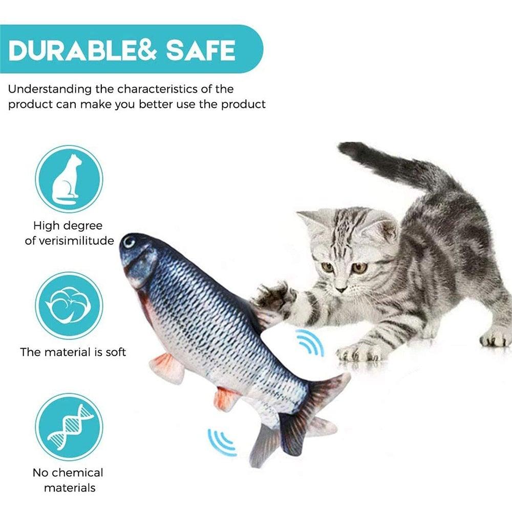 Floppy Fish Cat Toy Moving Fish Toy for Cats Interactive Flopping Cat Kicker Fish Toy Dancing Wiggle Fish Catnip Toys Fun Toy for Cat Exercise