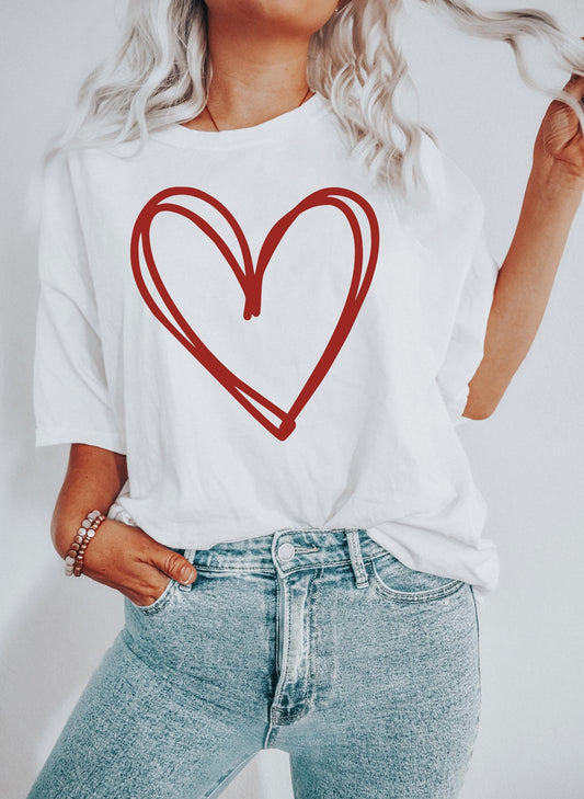 Double Hearts Valentine's Day Romantic Love Theme With Heart Motifs And Cozy Comfort Colors Tee